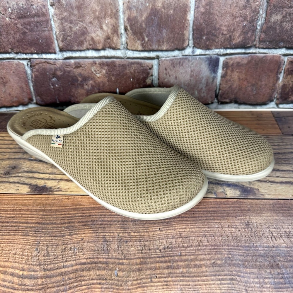 Fly Flot Shoes Womens‎ 40 (9-9.5) Mule Closed Toe Boho Clogs Slip On Beige Italy